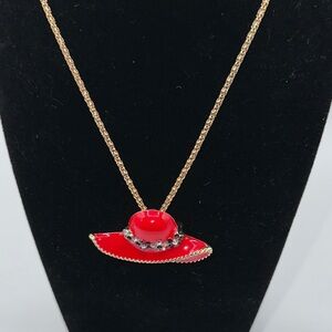 Betsey Johnson Red and Gold Necklace/ Brooch